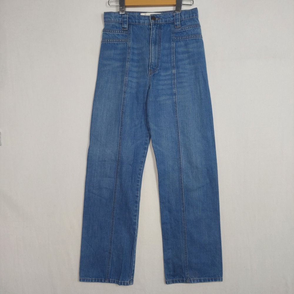 Reformation 70s Jean High Rise Straight Leg Seam Front Chesapeake Blue Size 26